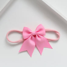 Load image into Gallery viewer, Personalised short tail pinch ribbon bow headbands 28 colours