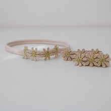 Load image into Gallery viewer, Delicate beige & gold daisy flowers - Clip or headband
