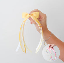 Load image into Gallery viewer, Yellow tail pinch ribbon bows - 2 sizes