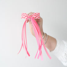 Load image into Gallery viewer, Pink hearts tail pinch ribbon bows - 2 sizes