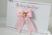 Load image into Gallery viewer, Pink gingerbread man ribbon bow