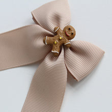 Load image into Gallery viewer, Gingerbread man ribbon bow