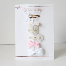 Load image into Gallery viewer, Soft pink, white & cream clip set