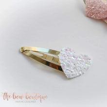 Load image into Gallery viewer, My first glitter heart snappy clip (25 Colours)