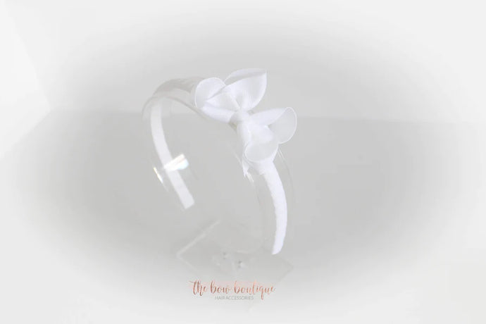 White ribbon bow alice band headband