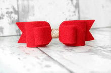 Load image into Gallery viewer, Double felt bows with gold centre (25 colours)