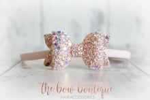 Load image into Gallery viewer, Mini deluxe glitter bows (25 Colours)