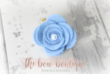 Load image into Gallery viewer, Large felt flower clips with pearl (26 Colours)