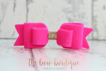 Load image into Gallery viewer, Double felt bows with gold centre (25 colours)