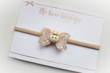 Load image into Gallery viewer, Nude glitter mini deluxe bunny bows - Easter