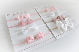 Soft pink new baby headband set