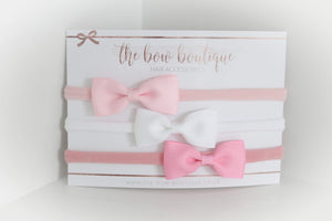 The pinks pinch bow headband set