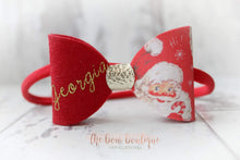 Load image into Gallery viewer, Retro santa glitter name bows