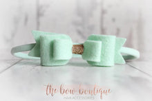 Load image into Gallery viewer, Double felt bows with gold centre (25 colours)
