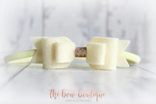 Load image into Gallery viewer, Double felt bows with gold centre (25 colours)
