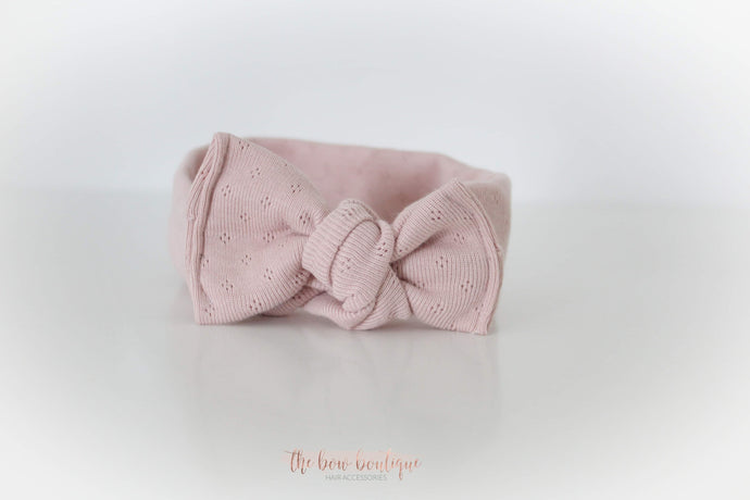 Nude pink pointelle headwrap