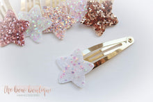 Load image into Gallery viewer, Glitter star snappy clips (25 colours)