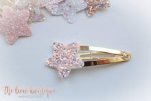 Load image into Gallery viewer, Glitter star snappy clips (25 colours)