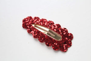 Glitter scalloped snappy clips - (25 Colours)