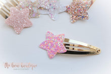 Load image into Gallery viewer, Glitter star snappy clips (25 colours)