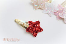 Load image into Gallery viewer, My first glitter star snappy clips (25 Colours)
