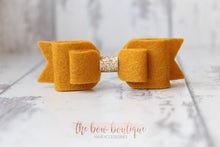 Load image into Gallery viewer, Double felt bows with gold centre (25 colours)