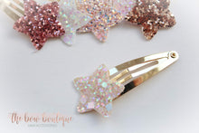 Load image into Gallery viewer, Glitter star snappy clips (25 colours)