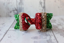 Load image into Gallery viewer, Christmas candy cane glitter bows