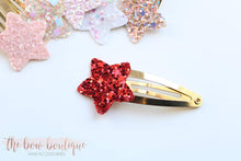 Load image into Gallery viewer, Glitter star snappy clips (25 colours)