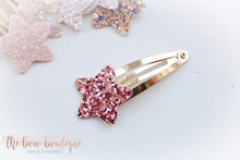 Load image into Gallery viewer, Glitter star snappy clips (25 colours)