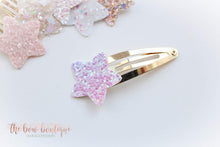 Load image into Gallery viewer, Glitter star snappy clips (25 colours)