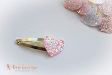 Load image into Gallery viewer, My first glitter heart snappy clip (25 Colours)