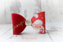 Load image into Gallery viewer, Retro santa glitter name bows