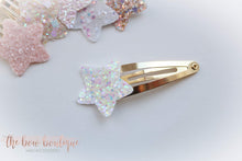 Load image into Gallery viewer, Glitter star snappy clips (25 colours)