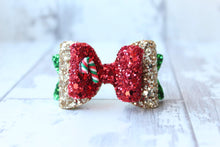 Load image into Gallery viewer, Christmas candy cane glitter bows