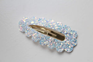 Glitter scalloped snappy clips - (25 Colours)