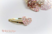 Load image into Gallery viewer, My first glitter heart snappy clip (25 Colours)