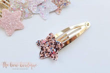 Load image into Gallery viewer, Glitter star snappy clips (25 colours)