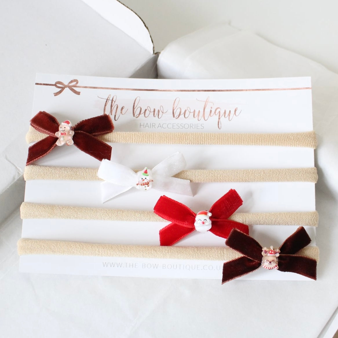 Mini velvet christmas bow | Clip or headband