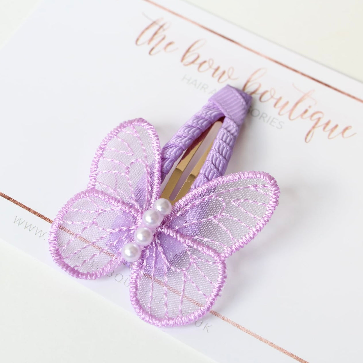 Delicate pearl butterfly snappy clips | 9 colours