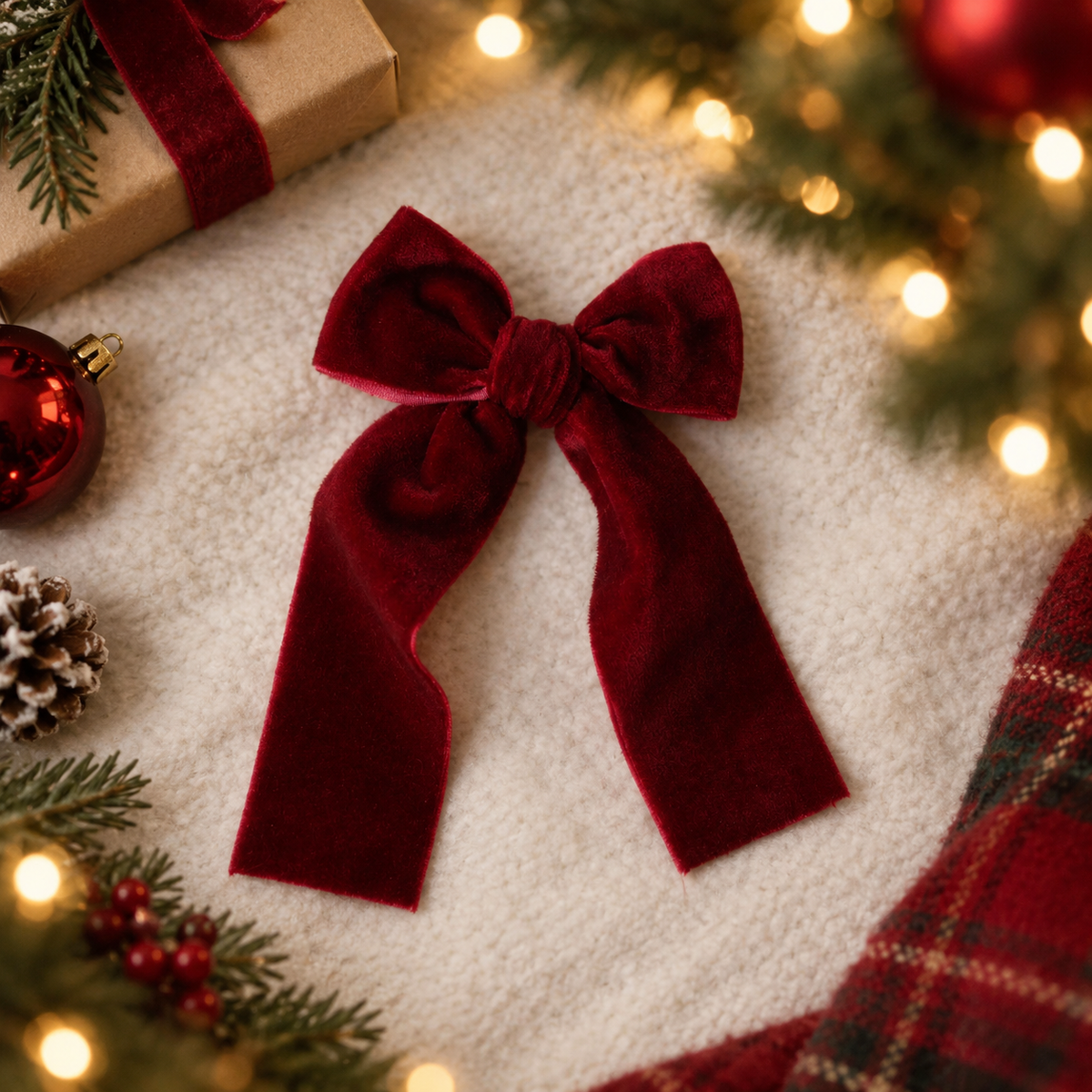 Large red wine velvet bow