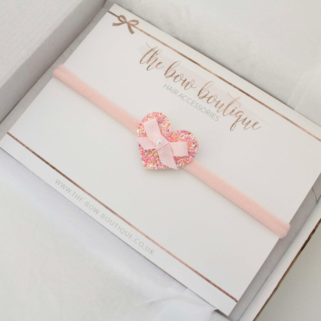 Pink glitter heart bows - Valentines