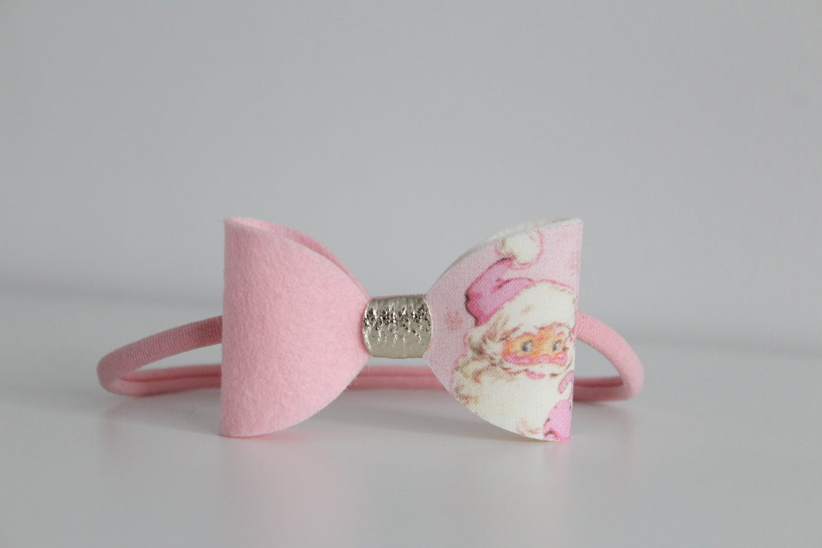 Pink Santa claus bow | Clip or bobble