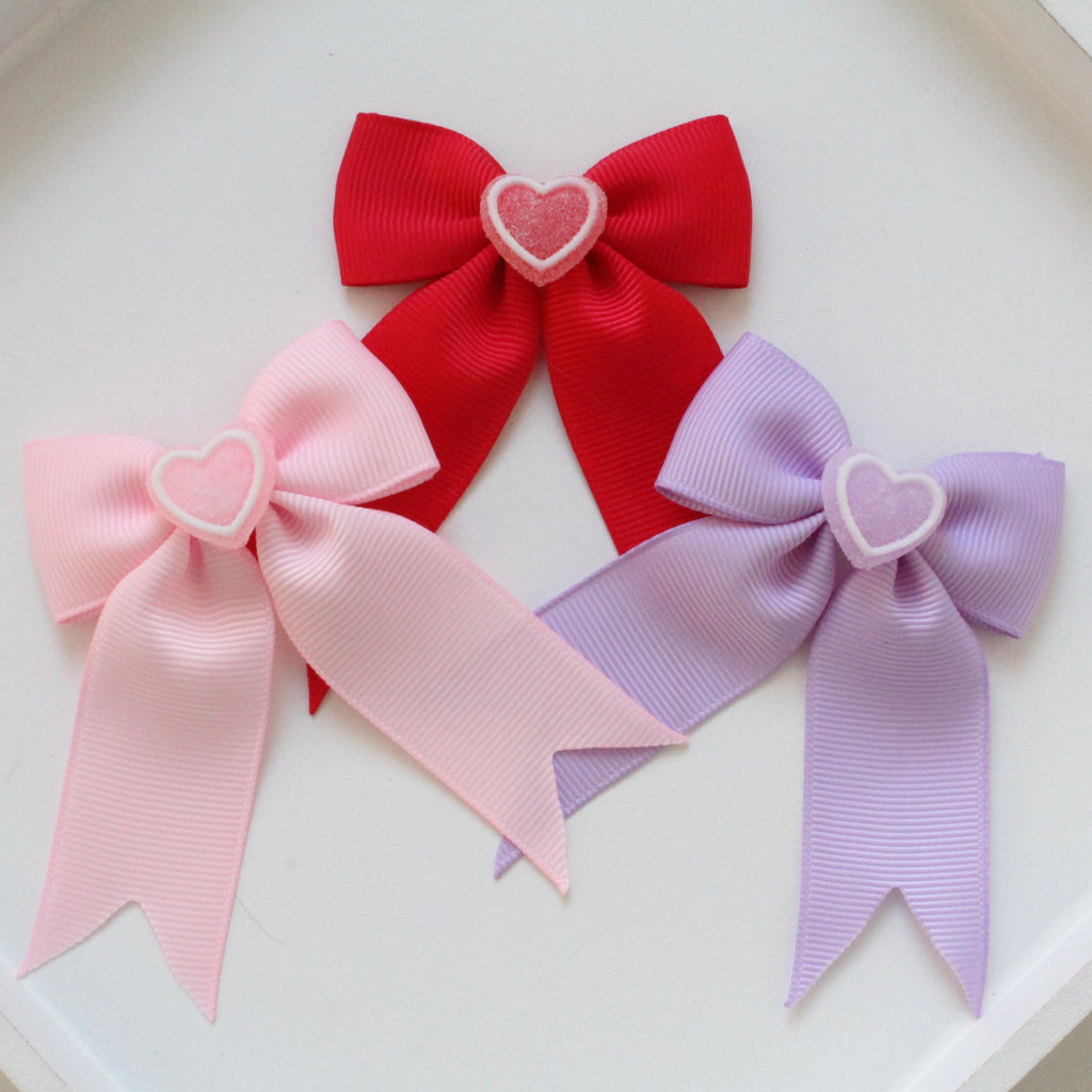 Sugar heart tail ribbon bows | Clip or bobble