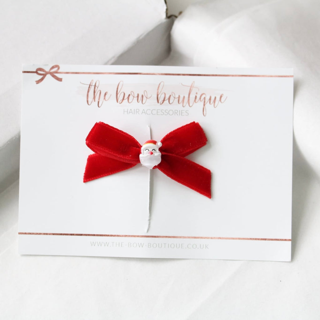 Mini velvet christmas bow | Clip or headband