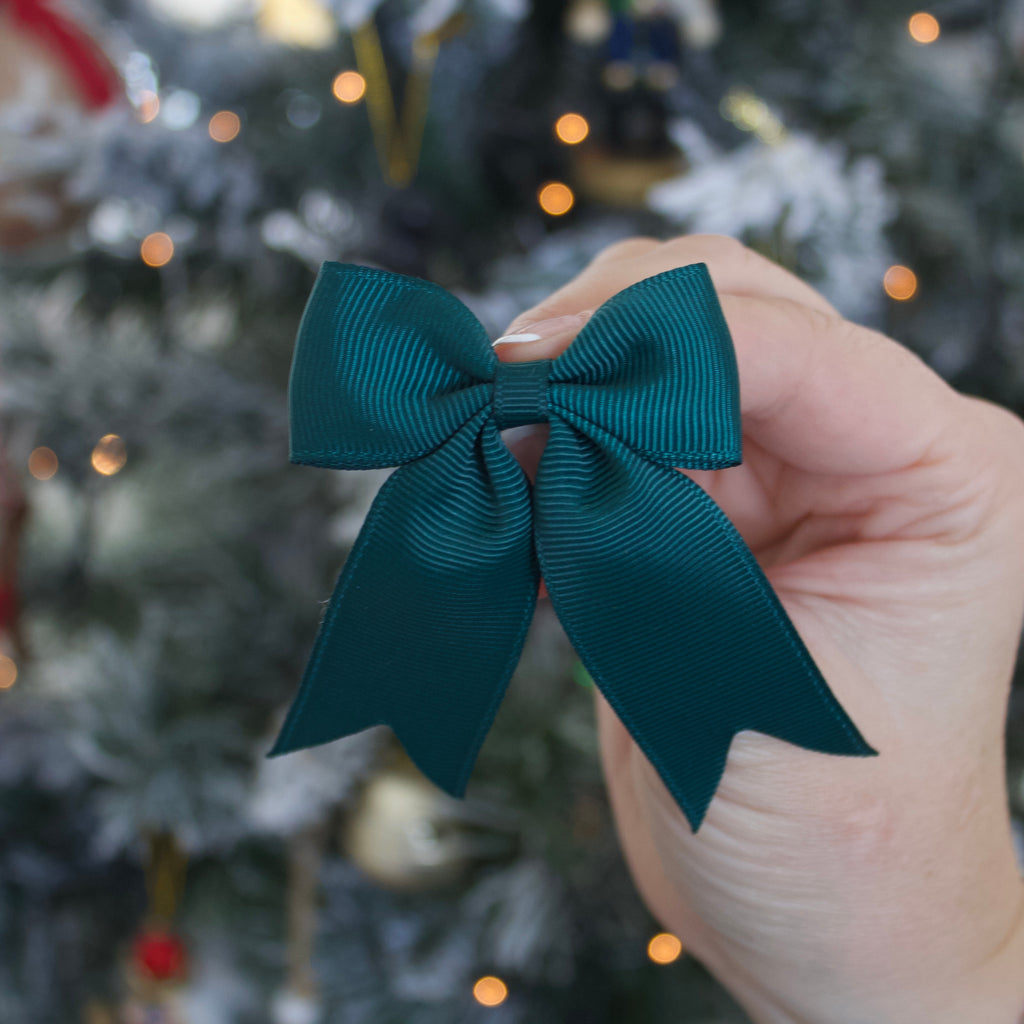 Christmas green ribbon bow