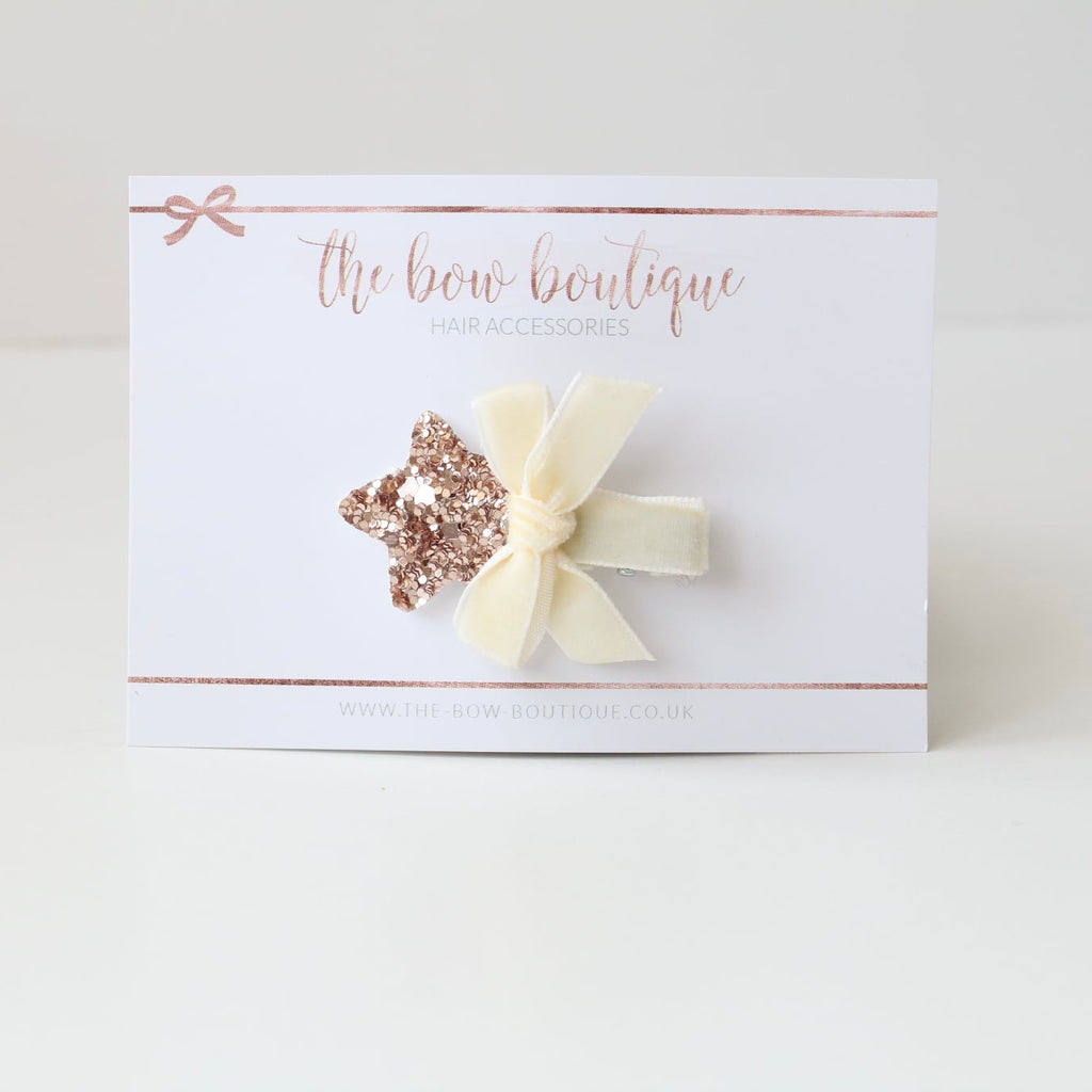 Velvet star bow | Cream