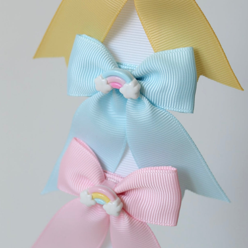 Rainbow long tail pinch bows | 6 colours | Clip or bobble