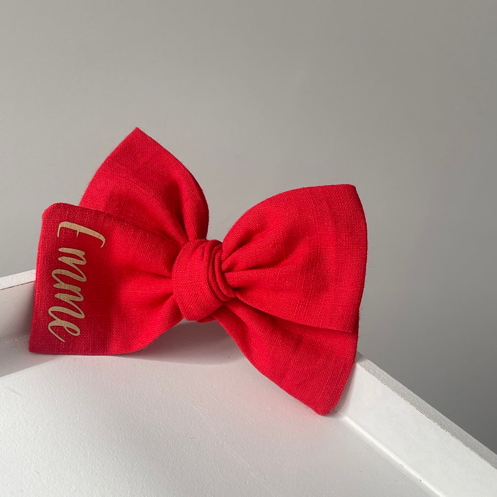 Red bows | 3 Bow styles | Option to personalise | Clip, headband or bobble