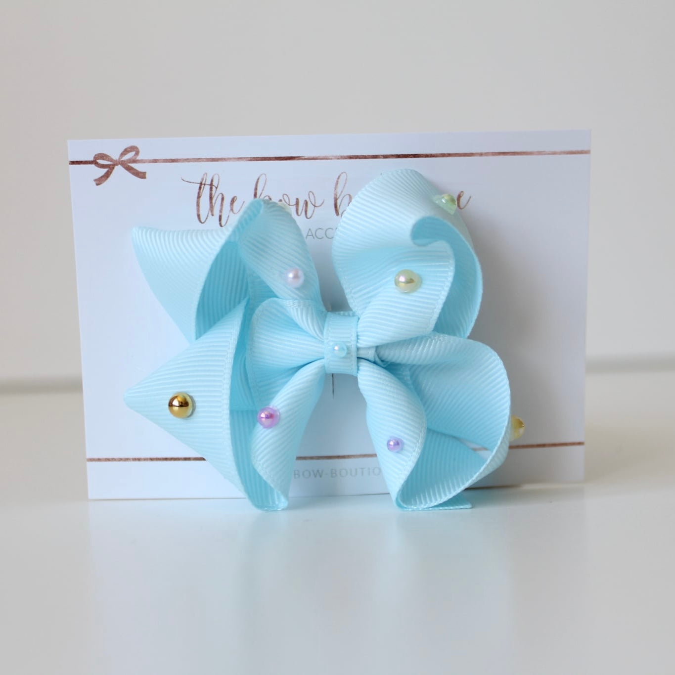 Colourfun pearl ribbon bows | 8 Colours | Clip, headband or bobble